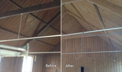 Sand Blasting Oak Ceiling Beams"