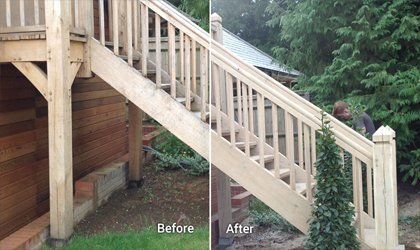 Sand Blasting Wooden Stairs and Decking"